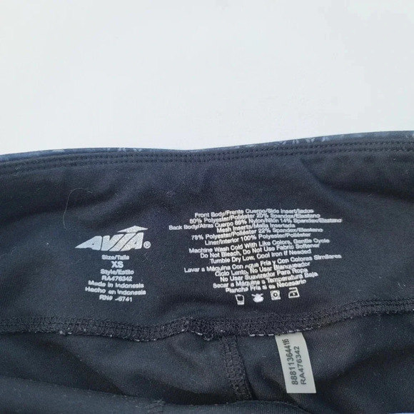 Avia Womens Core Performance Floral Panel Roses Leggings Black Pink sz XS - Picture 2 of 9